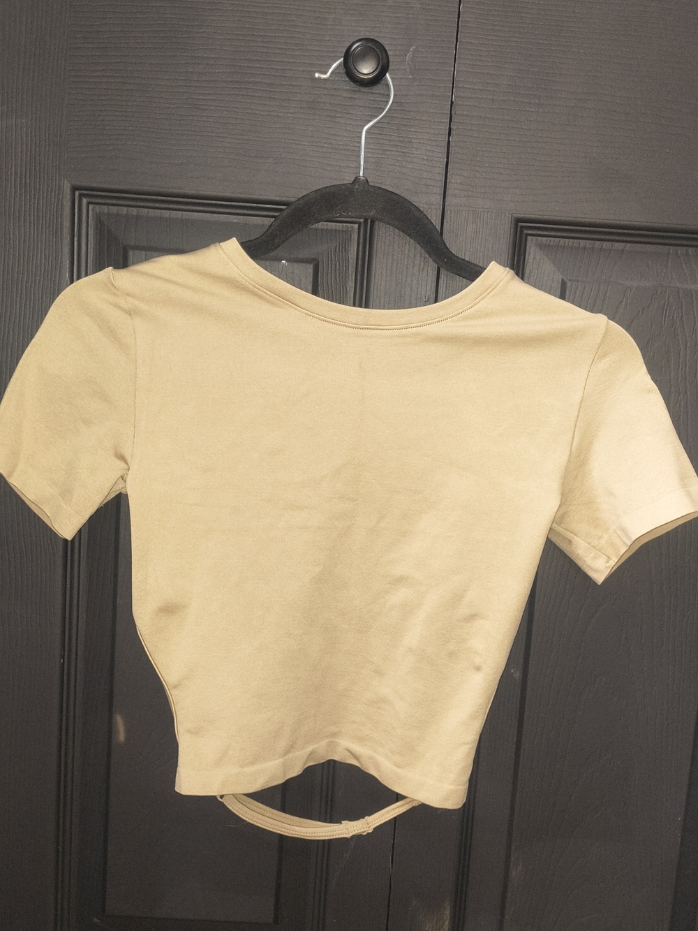 Women’s Short Sleeve Crop Top in Beige